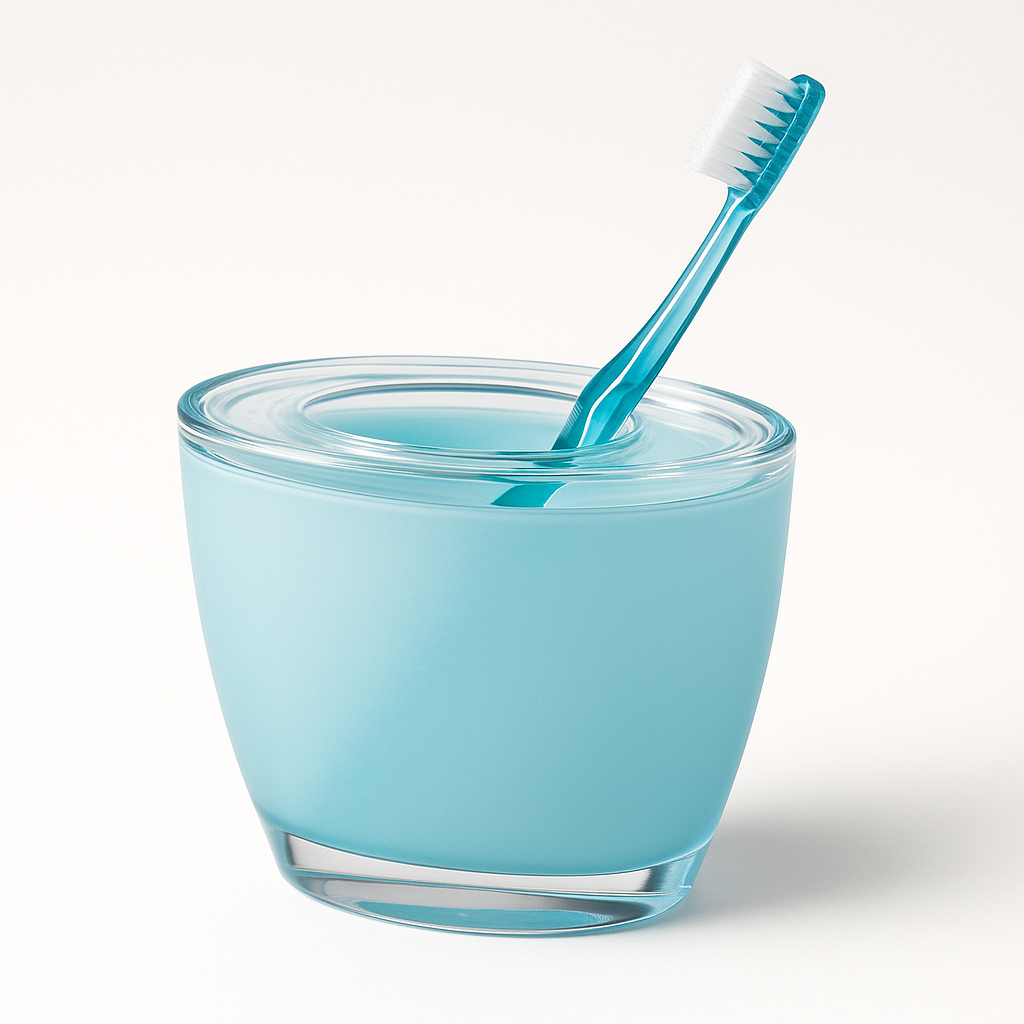 Oval Toothbrush Holder Blue Acrylic Lightweight Compact Bathroom Organiser
